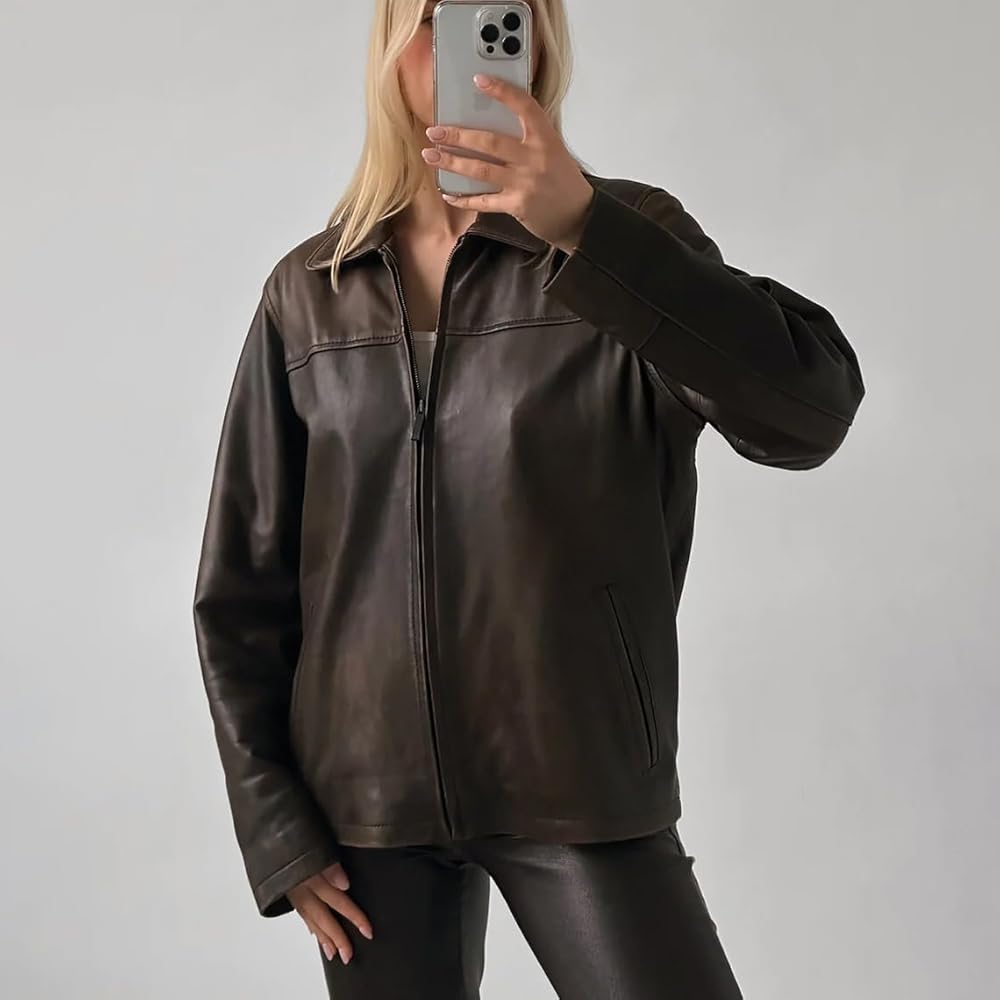 90's Brown Oversized Leather Jacket, 90's Leather Jacket